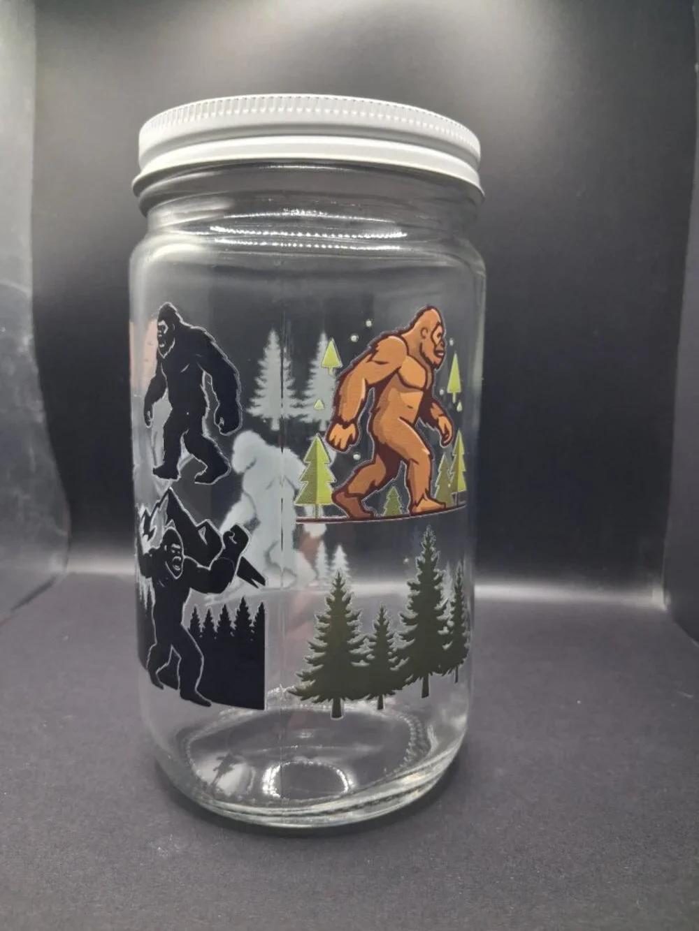 Bigfoot Sasquatch 32oz Glass Storage Jar White